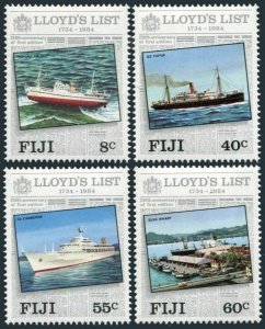 Fiji 509-512, MNH. Michel 499-502. Lloyd's List 1984. Ships wreck, Suva Wharf.