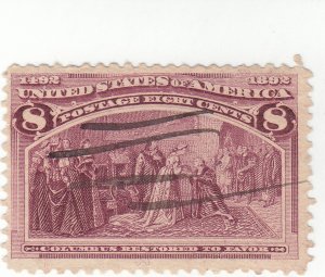 Scott #236 - 8c Magenta - Columbus Restored to Favor - Used -  SCV - $12.00