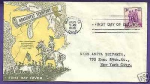 837  NORTHWEST TERR.3c 1938, PAVOIS FIRST DAY COVER, ...