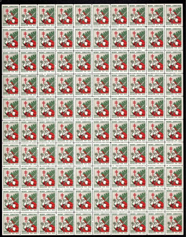 WX56 Mint,OG,NH... Christmas Seal Pane of 100... SCV $25.00