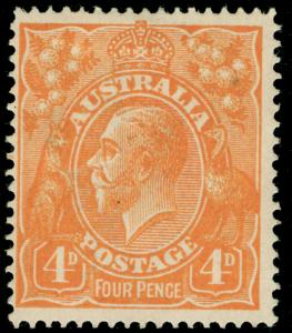 AUSTRALIA SG22c, 4d pale orange-yellow, LH MINT. Cat £100. 