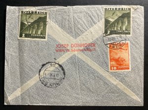 1938 Vienna Austria Airmail Commercial Cover To Santiago Chile Sc#C43 