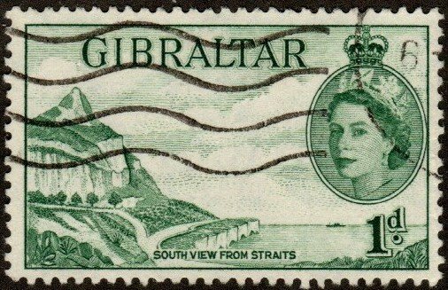 Gibraltar 133 - Used - 1p South View from Straits (1953)  (cv $0.95)