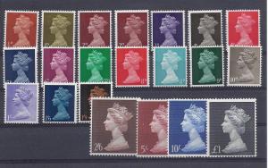 Great Britain, MH1-MH21,Elizabeth II Machins Singles,**MNH**