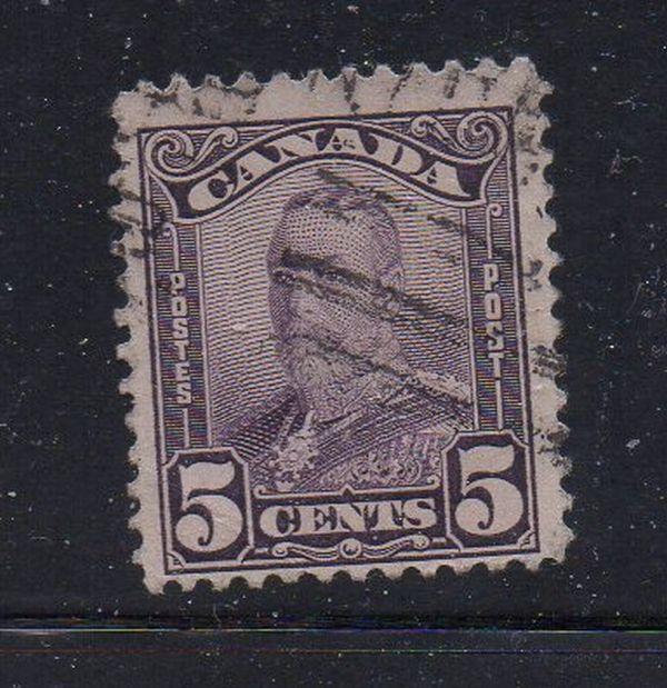 Canada Sc 153 1928 5 c deep violet G V scroll issue stamp used