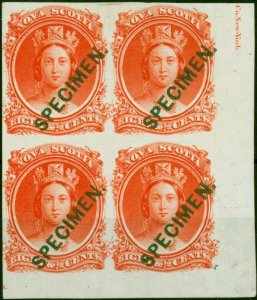 Nova Scotia 1860 8 1/2c Vermilion Plate Proof Unitrade 11TCV V.F & Fresh Impr...