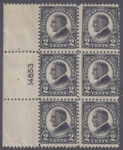 Scott #610 Mint plate block of 6