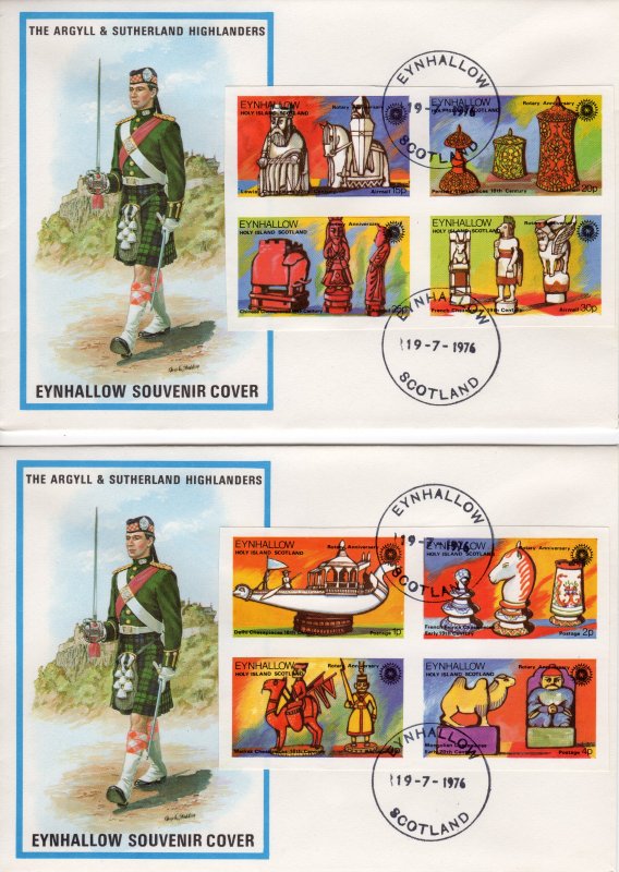 Eynhallow 1976 Chess Pieces-Rotary International Set (8) IMPERFORATED  FDC..