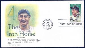 UNITED STATES FDC 25¢ Lou Gehrig 1989 Gill Craft