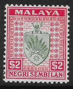 MALAYA NEGRI SEMBILAN SG38 1936 $2 GREEN & SCARLET MTD MINT