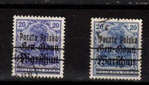 Poland 21 +21a Mi 20a &20b Used VF 1918 USD$2250.00