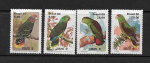 BIRDS - BRAZIL #1715-18  PARROTS  MNH