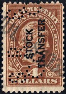 RD15 $4.00 Stock Transfer Stamp (1918) Perfin