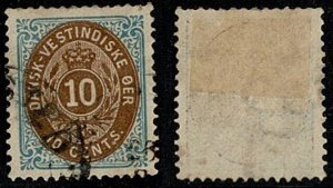 Danish West Indies #10c used 10c inverted