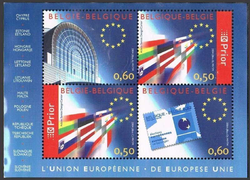 Belgium 2005 ad sheet,MNH. Expansion of the European Union.2004.