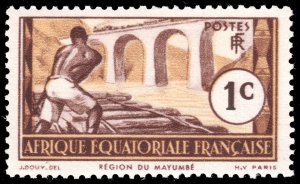 French Equatorial Africa #33  MNH - Logging on the Loeme River (1937)