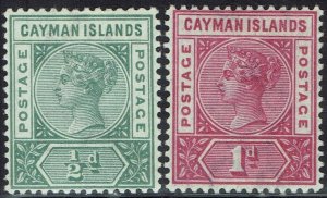 CAYMAN ISLANDS 1900 QV SET ½D AND 1D */**