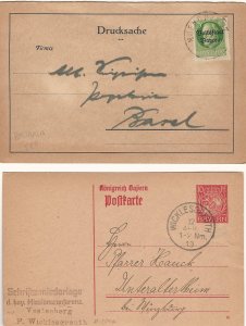 Bavaria 1902 - 1920 : Six (6) Different Postal Cards & Covers