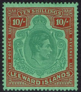 LEEWARD ISLANDS 1938 KGVI 10/- MNH **