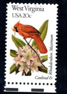 US 2000 MNH State Birds/Flowers West Virginia Cardinal/Rhododendrun Maximum