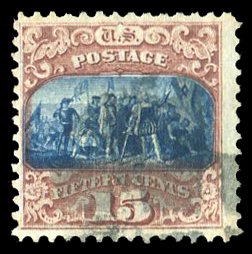 United States, 1869 Pictorials #119 Cat$210, 1869 1c brown and blue, type II,...