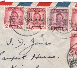IRAQ Air Mail Cover OFFICIAL MIXED FRANKING Basrah IRELAND Kinsdale 1948? MA1174