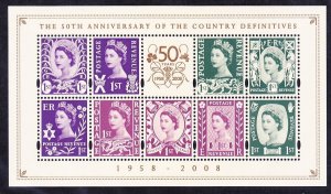 Great Britain 2600 MNH 2008 Country Definitive Stamps 50th Anniversary Mini Sht