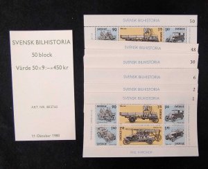 SWEDEN 1980 Cars Transport Sheet Unused x50( UK3020