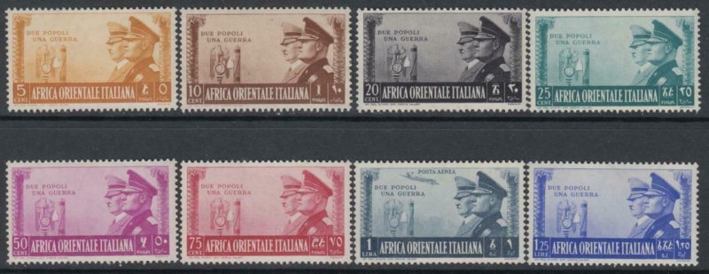 ITALY - AOI - Mussolini and Hitler Friendship   Sassone n.34-40 +A21 MH*