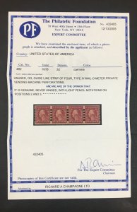 MOMEN: US #482 LINE STRIP MAILOMETER TYPE IV MINT OG NH XF PF CERT LOT #85870