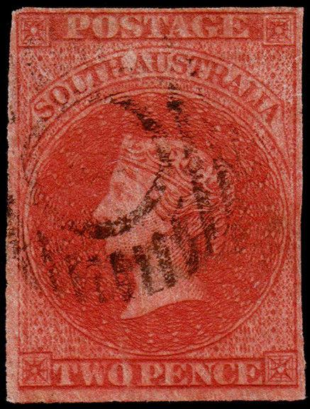 South Australia Scott 6 (1856) Used F-VF, CV $90.00 M