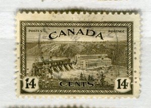 CANADA; 1946 early GVI Peace issue OFFICIAL PERFIN issue fine used 14c. value