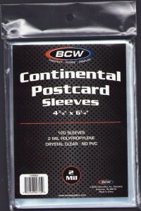 100 CONTINENTAL EUROPEAN POSTCARD SLEEVES 4-3/8 x 6-1/4 CRYSTAL CLEAR 