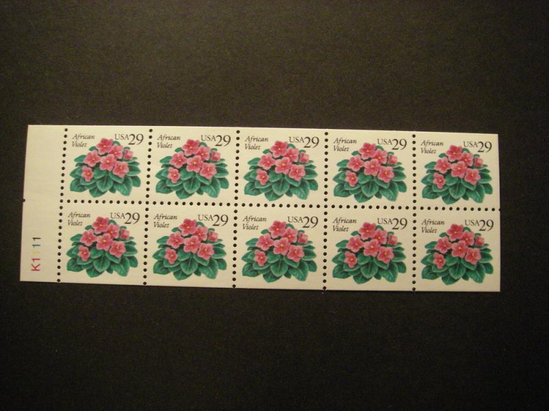 Scott 2486a, 29c African Violet, UNFOLDED Pane, perf in tab, MNH Booklet Beauty