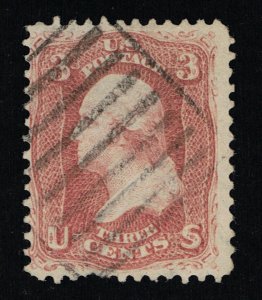 GENUINE SCOTT #65 F-VF USED 1861 ROSE PRISON BARS CANCEL SKINNER-ENO #SD-G 102