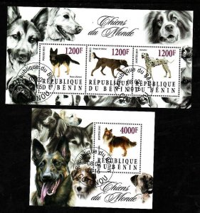 Benin- 2 used sheets-Animals-Dogs-2015-