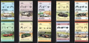 St. Vincent Grenadines #441-54 ~ Short Set 10 of 14 Pairs ~ Cars ~ MNH (1984-85)