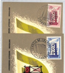 FRANCE MAXI CARD{2} FDC EUROPA 1956 Council of Europe Strasbourg Postcards RF56