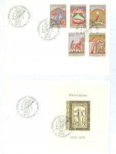 Luxembourg B297-301 1974 50th anniversary of Caritas issues. Set and Souvenir sheet on 2 first day cards