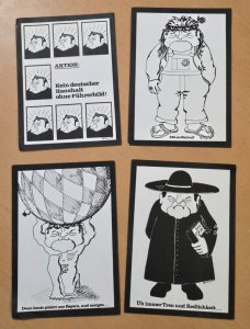 4x German Political Satire Postcards Anti-Strauß Protest Munich 1970s Caricature