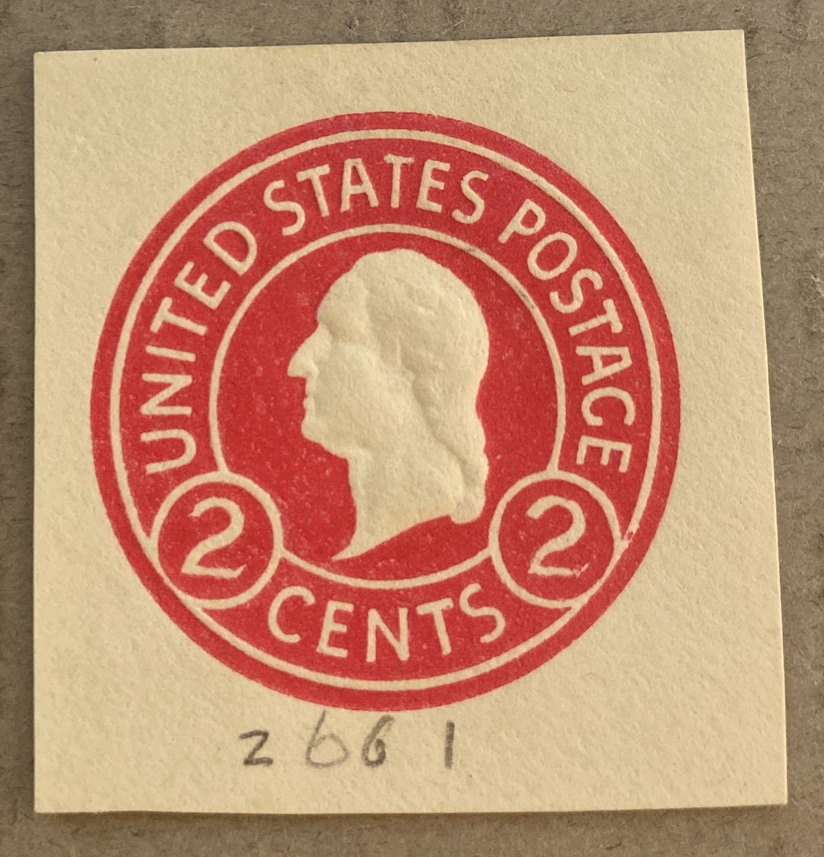 US U429b / 1916 2c Washington GW Envelope Stamp, Pencil Marks, Unused United States