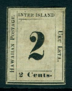 HAWAII 1864  Numerals  2c black  Type VIII  Scott #24  mint MH