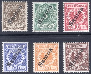 Samoa 1900 3pf-50pf opt on German issues Scott 51-56 MLH Cat $115