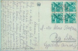 89117 - SWITZERLAND - POSTAL HISTORY - BLOCK OF 4  on POSTCARD to LATVIA  1937