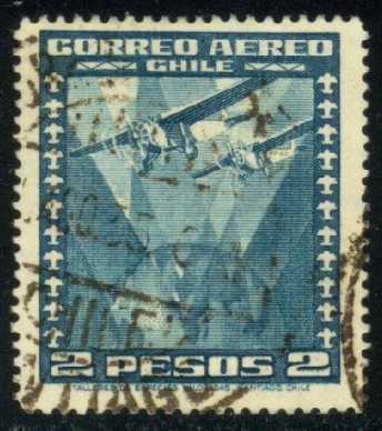 Chile #C40 Two Airplanes over Globe, used (0.25)