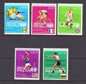 PARAGUAY 1135-1139  1969 - Mexico Olympics GOLD MEDAL WINNERS MNH