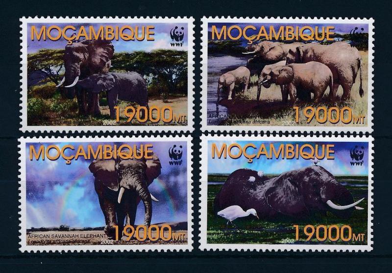 [53962] Mozambique 2002 Wild animals Mammals WWF Elephants MNH