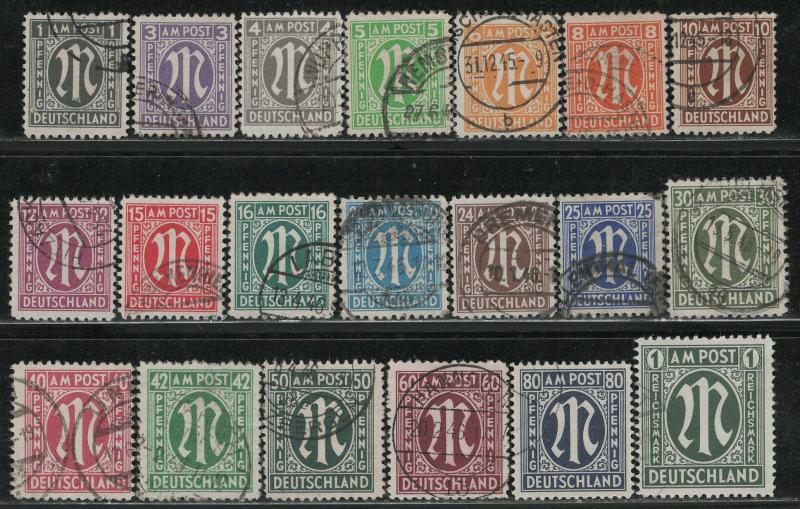 Germany AM Post Scott # 3N1 - 3N20, used, cpl. set