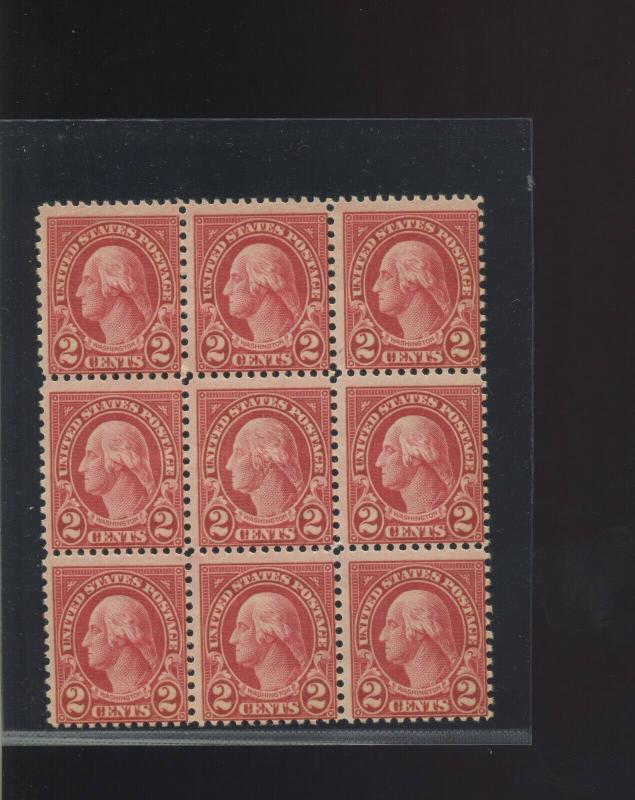 Scott 634 Var Washington Recut LONG EAR Stamp in Block  of 9 Mint NH 634-L3