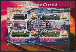 Djibouti 2013 used Sheet of 4 British Railways Trains Cinderella